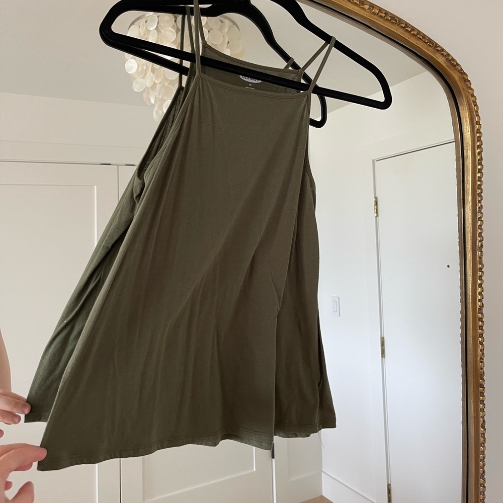 Square Neck Tank Top in Army Green